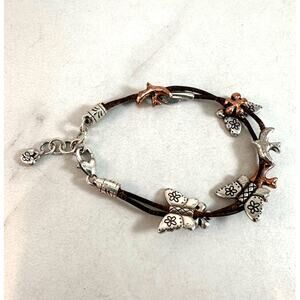 Brighton Free Bird Double strand Silver Copper Tone Bracelet Preowned